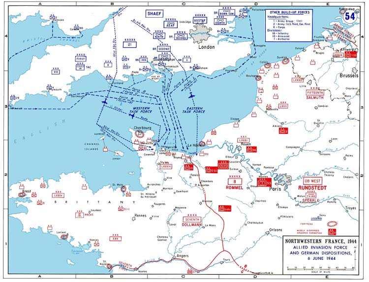 map of the allied invasion force plan