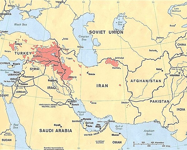 areas inhabited for the kurds in 1986